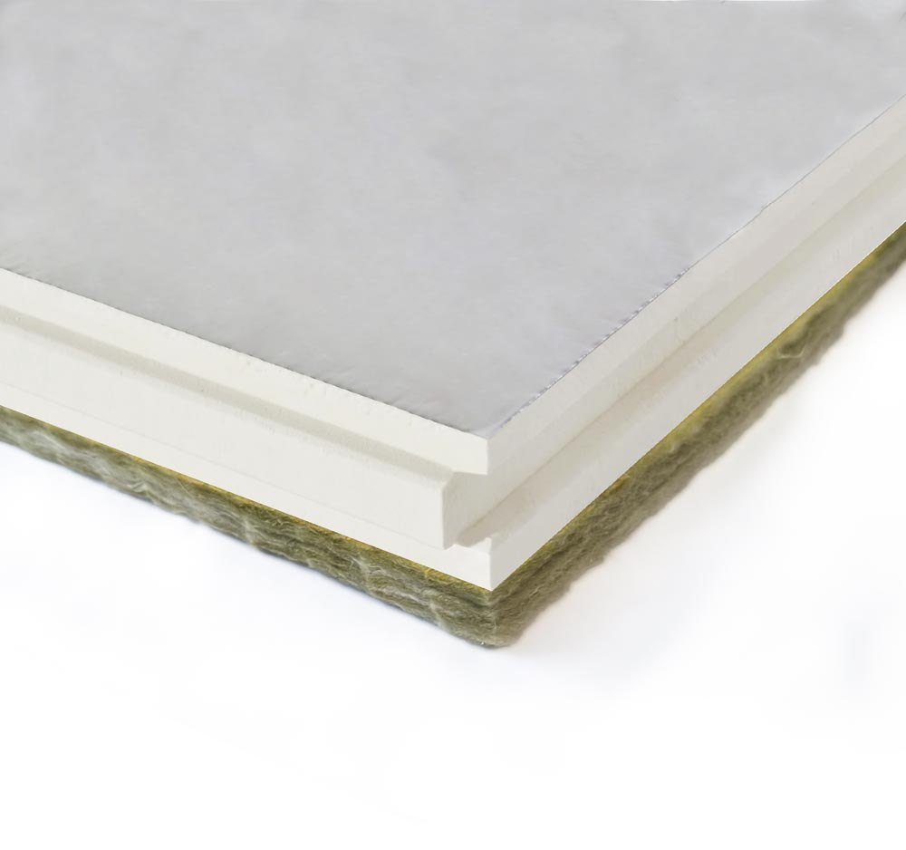 Pir tg verlijmd met glaswol als renovatieplaat